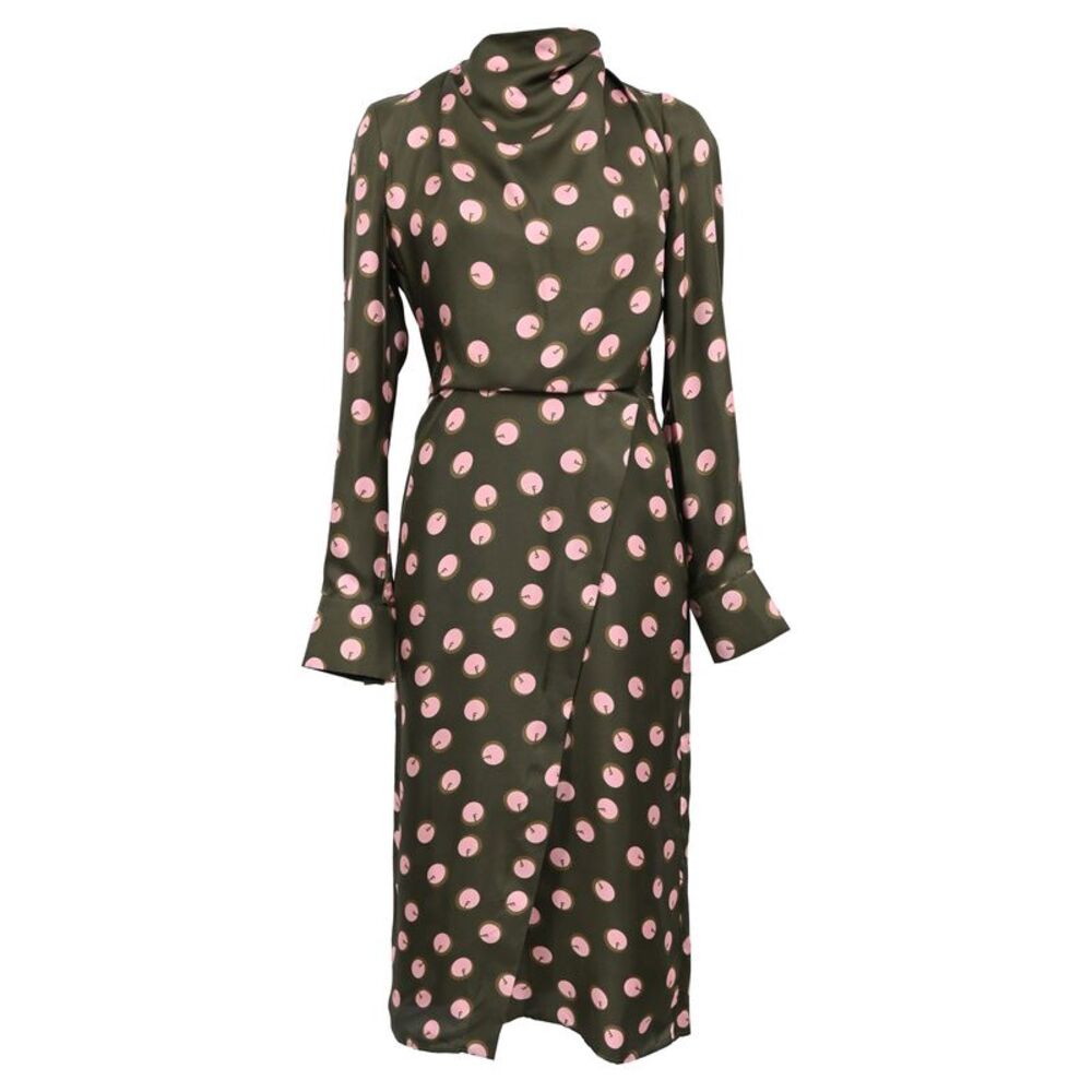 Fendi Printed Midi Dress in Brown Silk